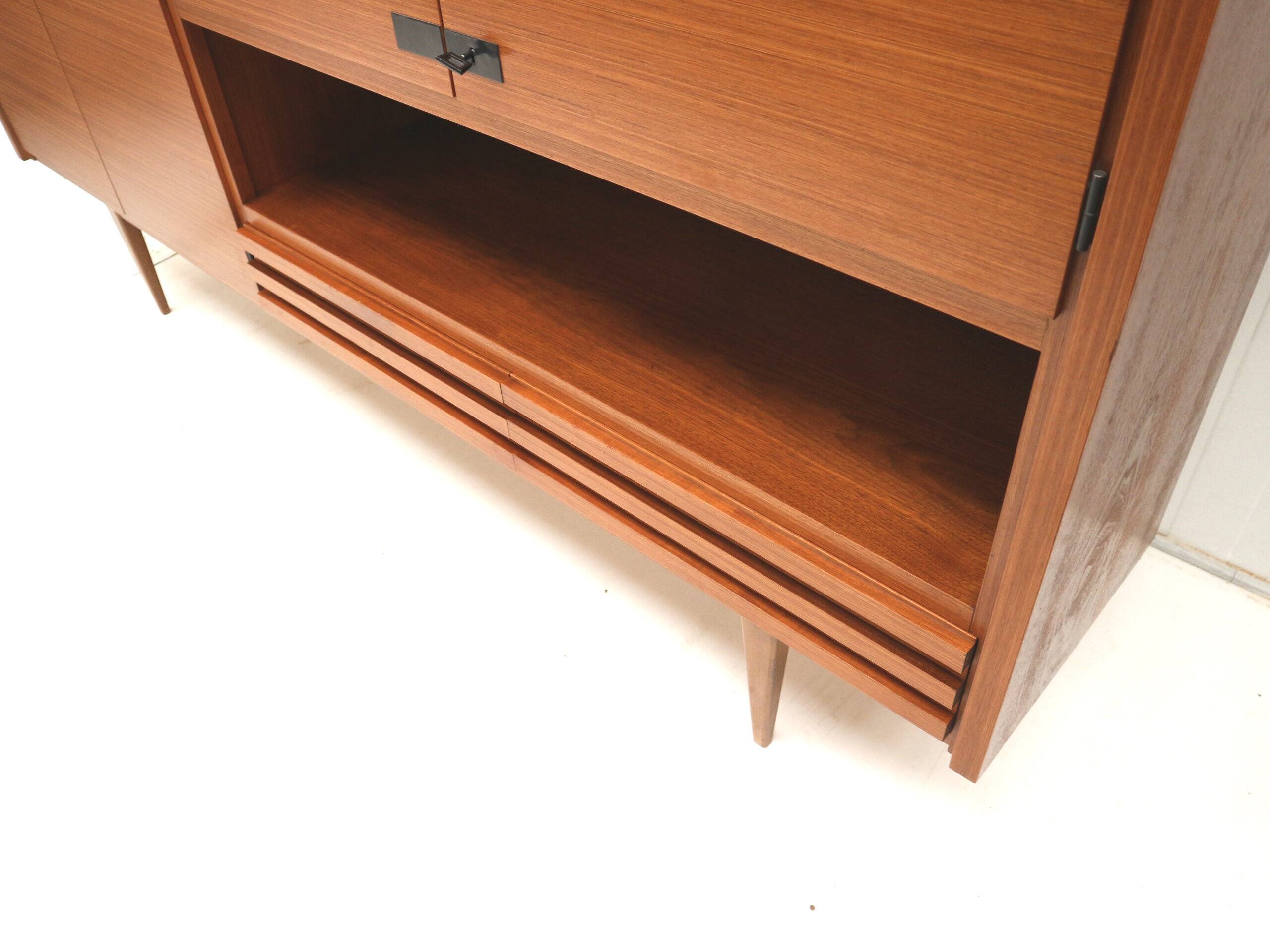 Large vintage highboard sideboard / wall unit made of teak from the 1960s