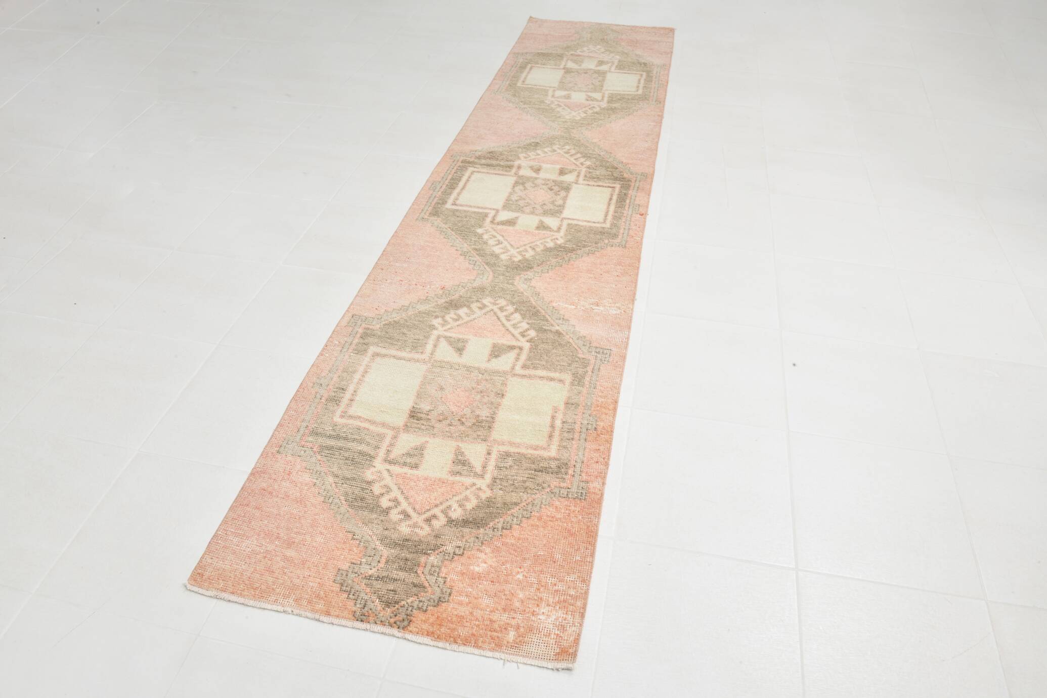 Wool Vintgae Runner Rug, Mid-Century Textile Runner Rug, 86x367 Cm