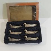 Set of 6 vintage silver-plated knife rests in the shape of ducks – Port