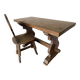 Rustic Spanish table and chair from the late 19th / early 20th century in solid oak.