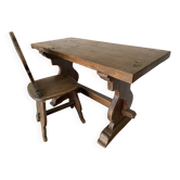 Table et chaise Rustique Espagnole fin XIX / début XX en chêne massif