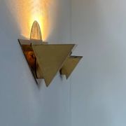 Pair of vintage geometric sconces, brass, France 1970