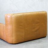 Brutalistic italian leather living room set, 1970, set of 2