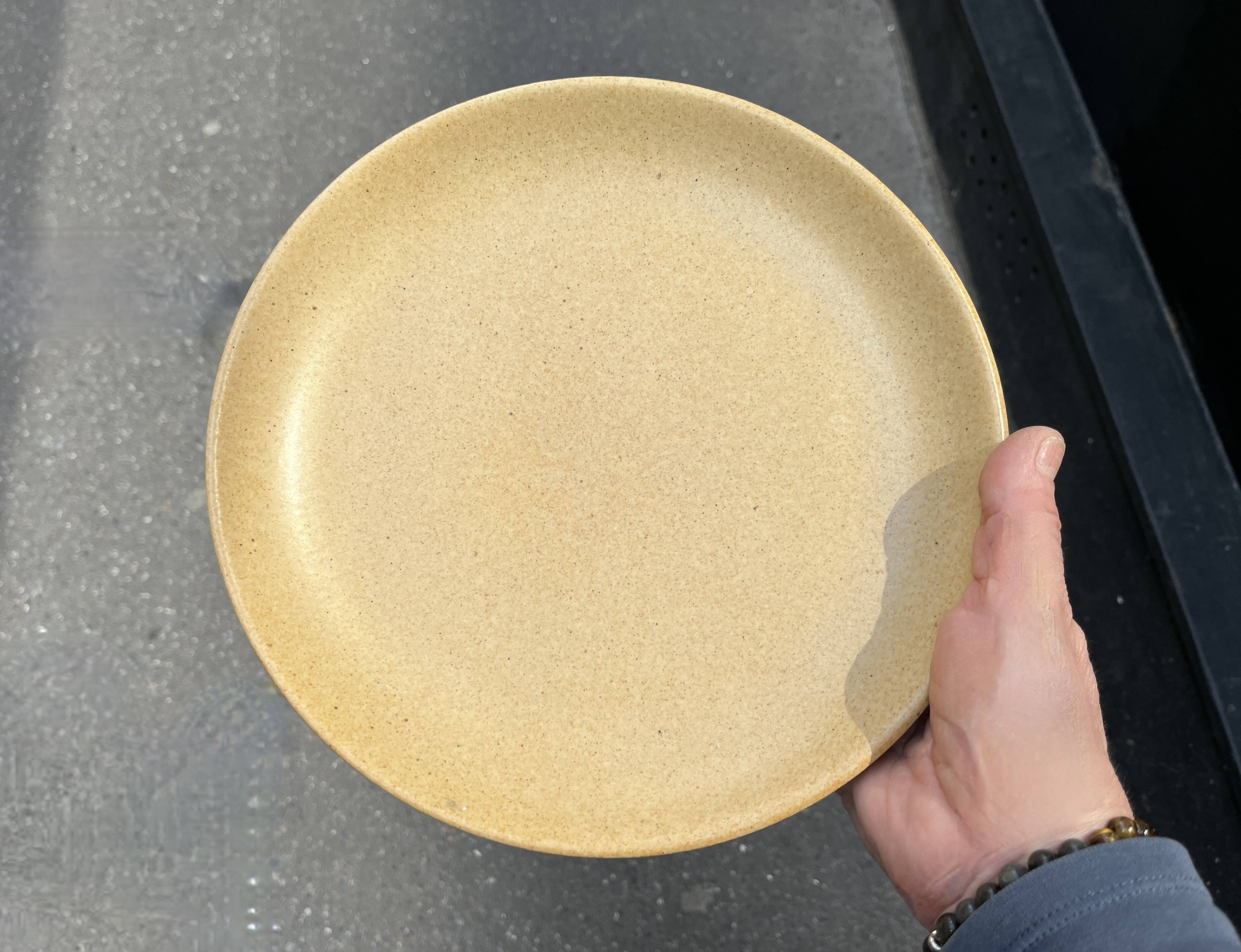 6 large vintage flat plates in beige stoneware Granit 1960s chic country