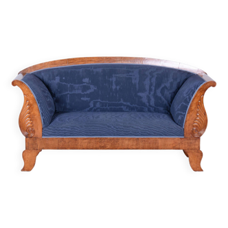 Restored Birch Sofa, Castle Biedermeier, New Upholstery, Sweden, 1820s