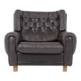 Czech Brown Leather Armchair from Vyber, 1970s