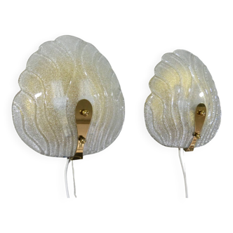 Set of 2 Murano glass wall lamps by Hillebrand 1960’s