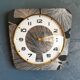 Vintage silent wall pendulum clock 60s trapeze "Gingko black gold"