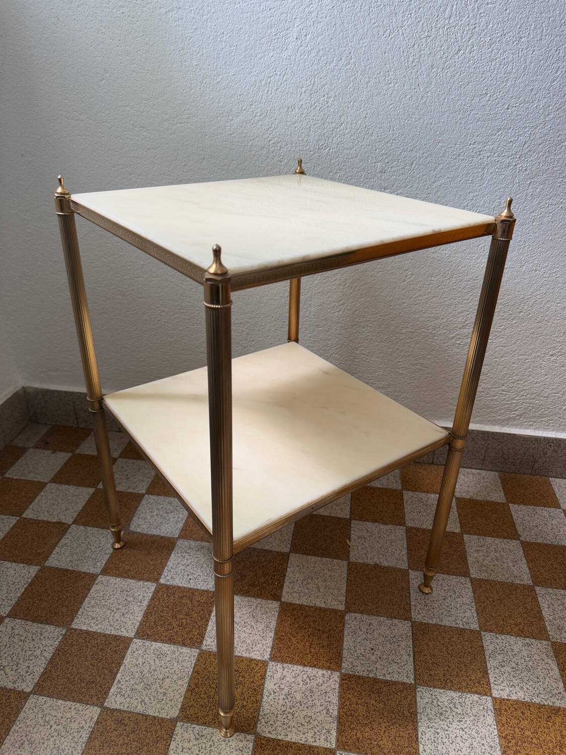 60s brass marble side table