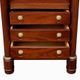Empire secretary with white marble top in mahogany and brass, 6 drawers.