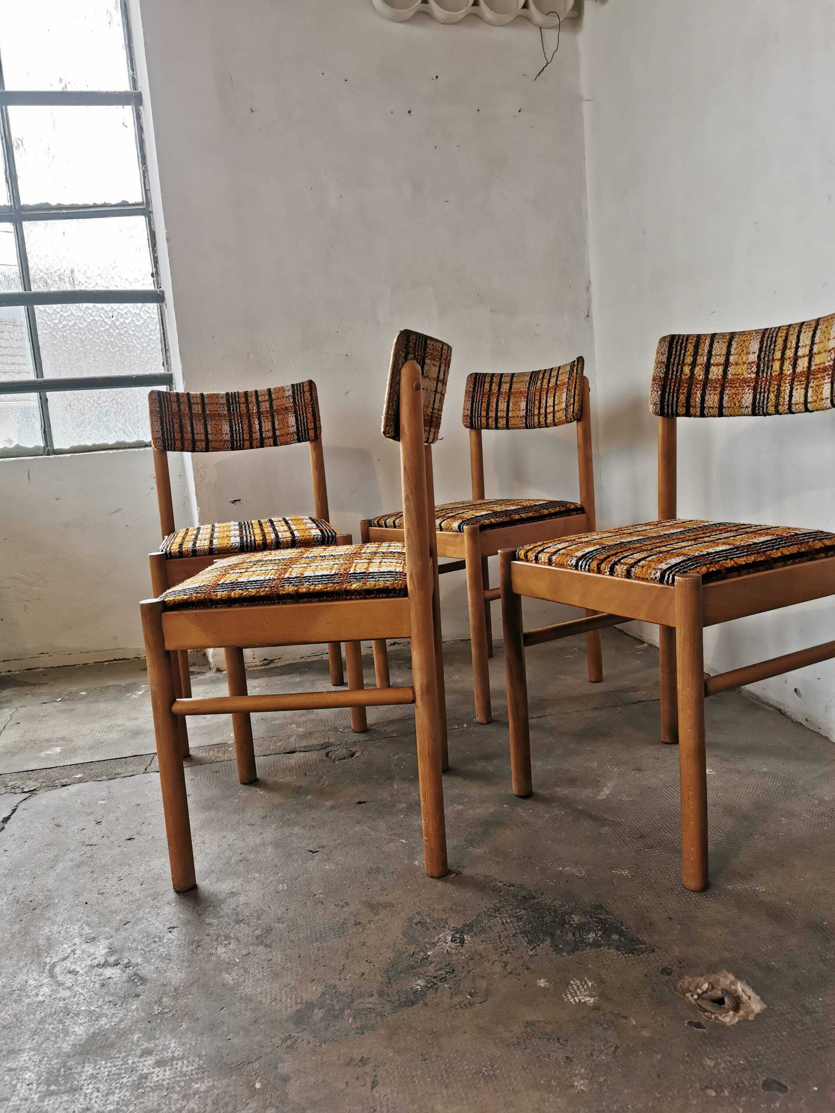 Set of 4 Baumann chairs, 70s