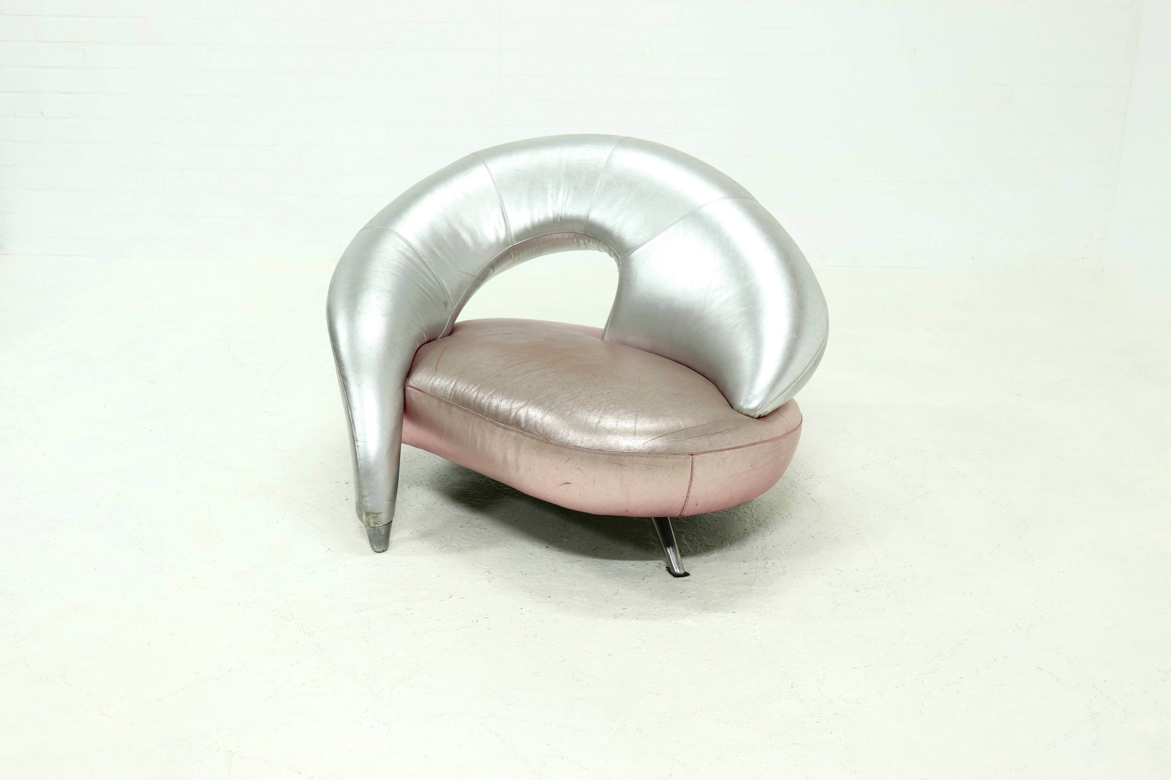 Contemporary Leather Loveseat Sofa by Frédéric Amat for Poltromec Italia 19