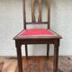 Pair of old chairs art deco in sculpted wood & vintage red leather seat
