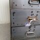 Antique workshop workbench, vintage, metal and wood