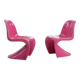 Pair of S-shaped chairs in fuchsia fibreglass – Space Age style