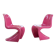 Pair of S-shaped chairs in fuchsia fibreglass – Space Age style