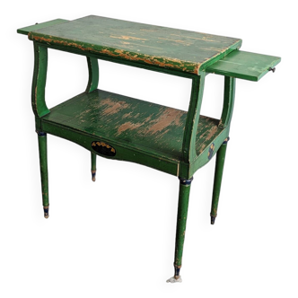 Table, console en bois patiné vert
