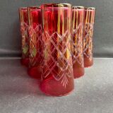 6 red glasses cut in orangeade – mid-twentieth