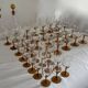 Set of 41 antique glasses with amber stems - water, wine, liqueur, champagne cups.