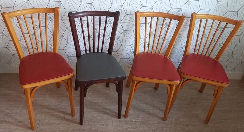 Set of 4 Baumann bistro chairs n°12 - 60s