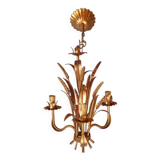 Lustre vintage épi gerbe de blé métal doré