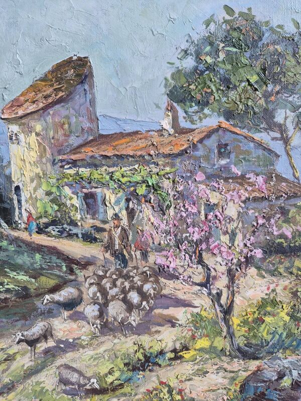 Huile sur toile signée, Mas en Provence