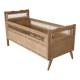 Children's bed in wood and sandblasted rattan from the 1960s.