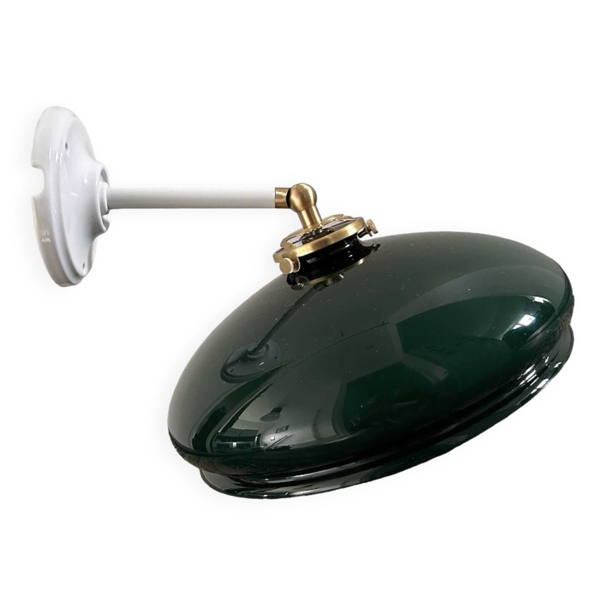 Tilting wall light in green opaline