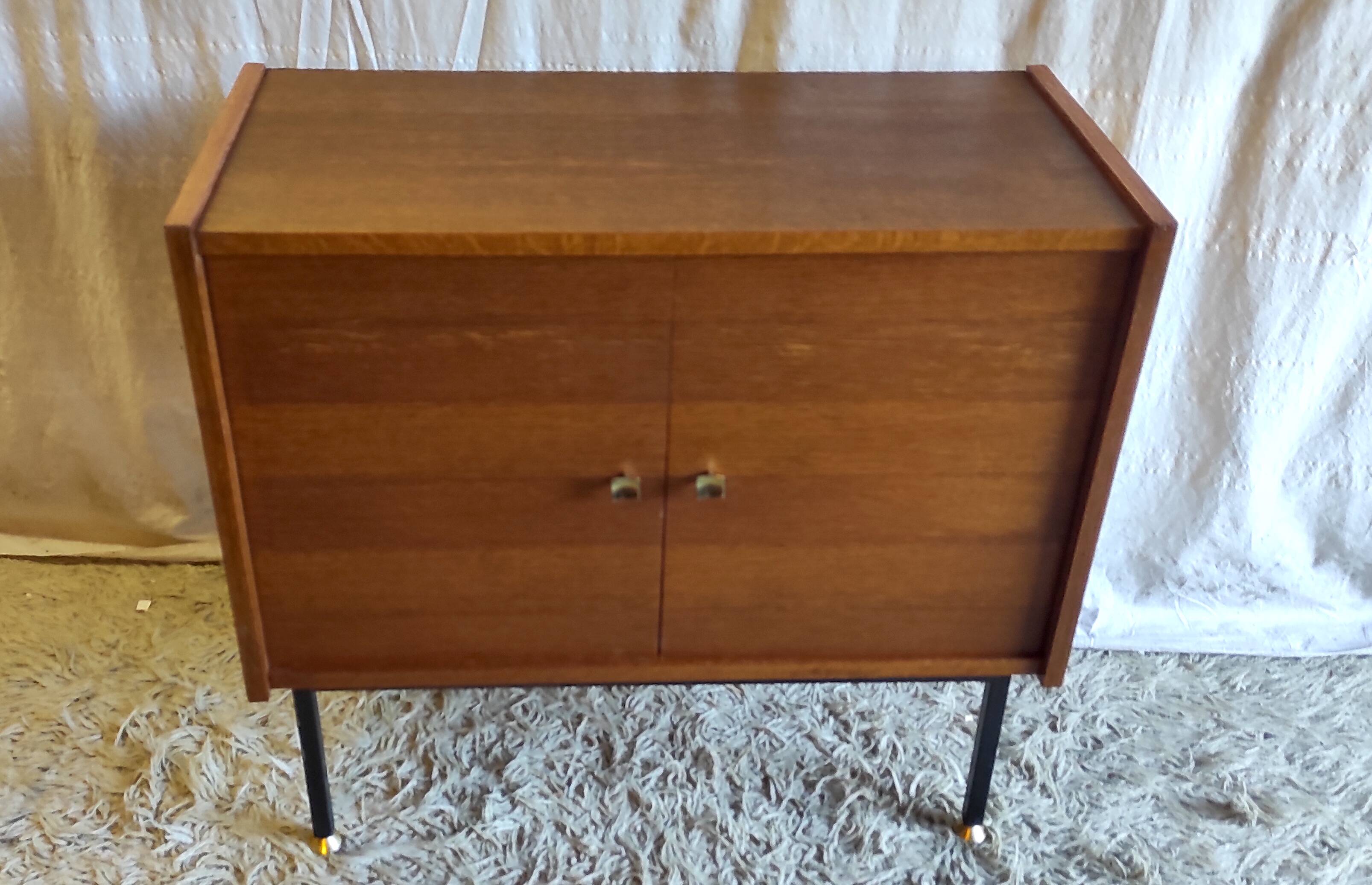 Modernist oak and metal sideboard - mid-20th century