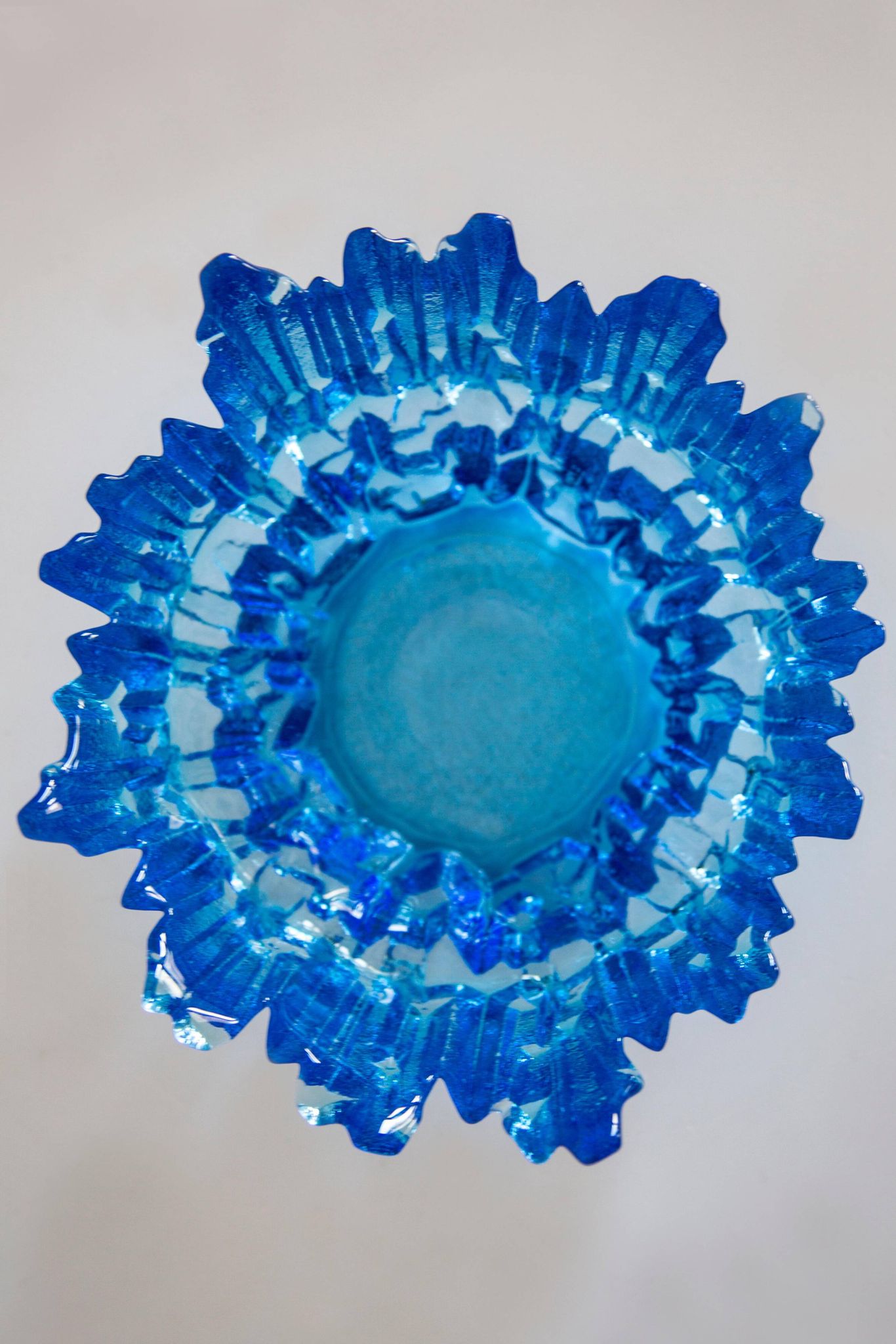 Vintage decorative plate in light blue glass, Italy, 1960s