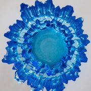 Vintage decorative plate in light blue glass, Italy, 1960s