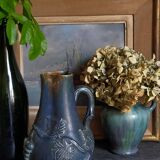 19th century grapes barbotine pitcher