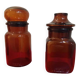 Pair of old amber glass jars