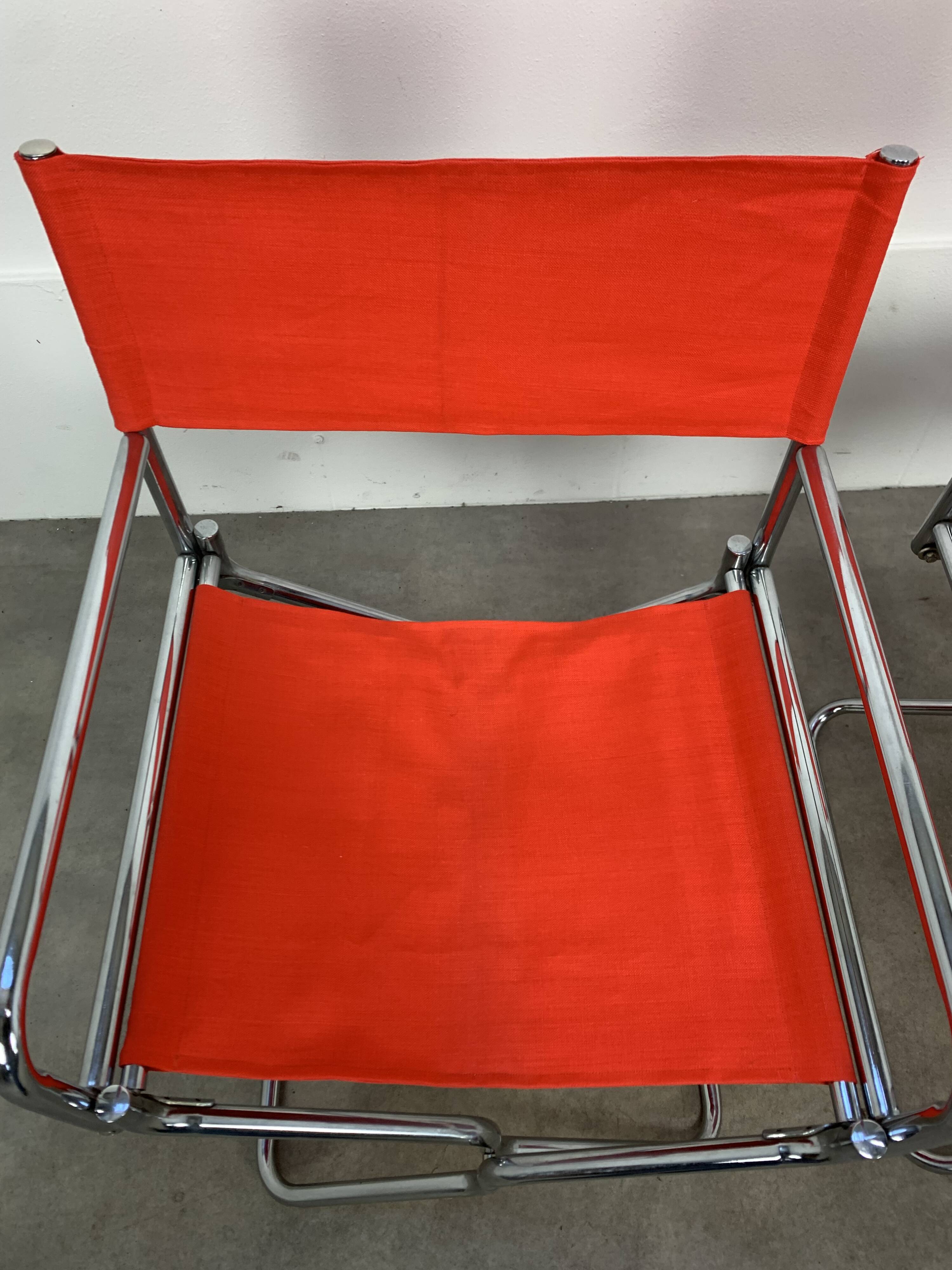 Pair of Lafuma chrome "director" folding chairs