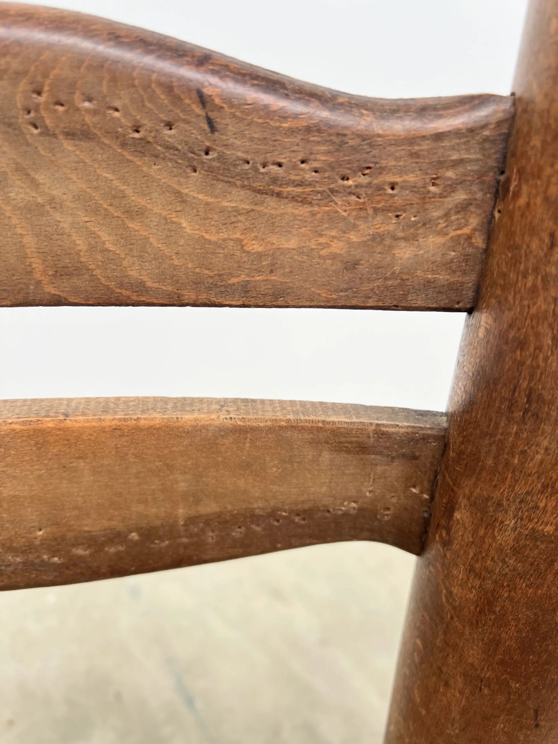 Dudouyt style straw-seated fireplace chair