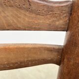 Dudouyt style straw-seated fireplace chair