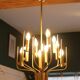 Italian chandelier Gaetano Scolari in brass, 1970.