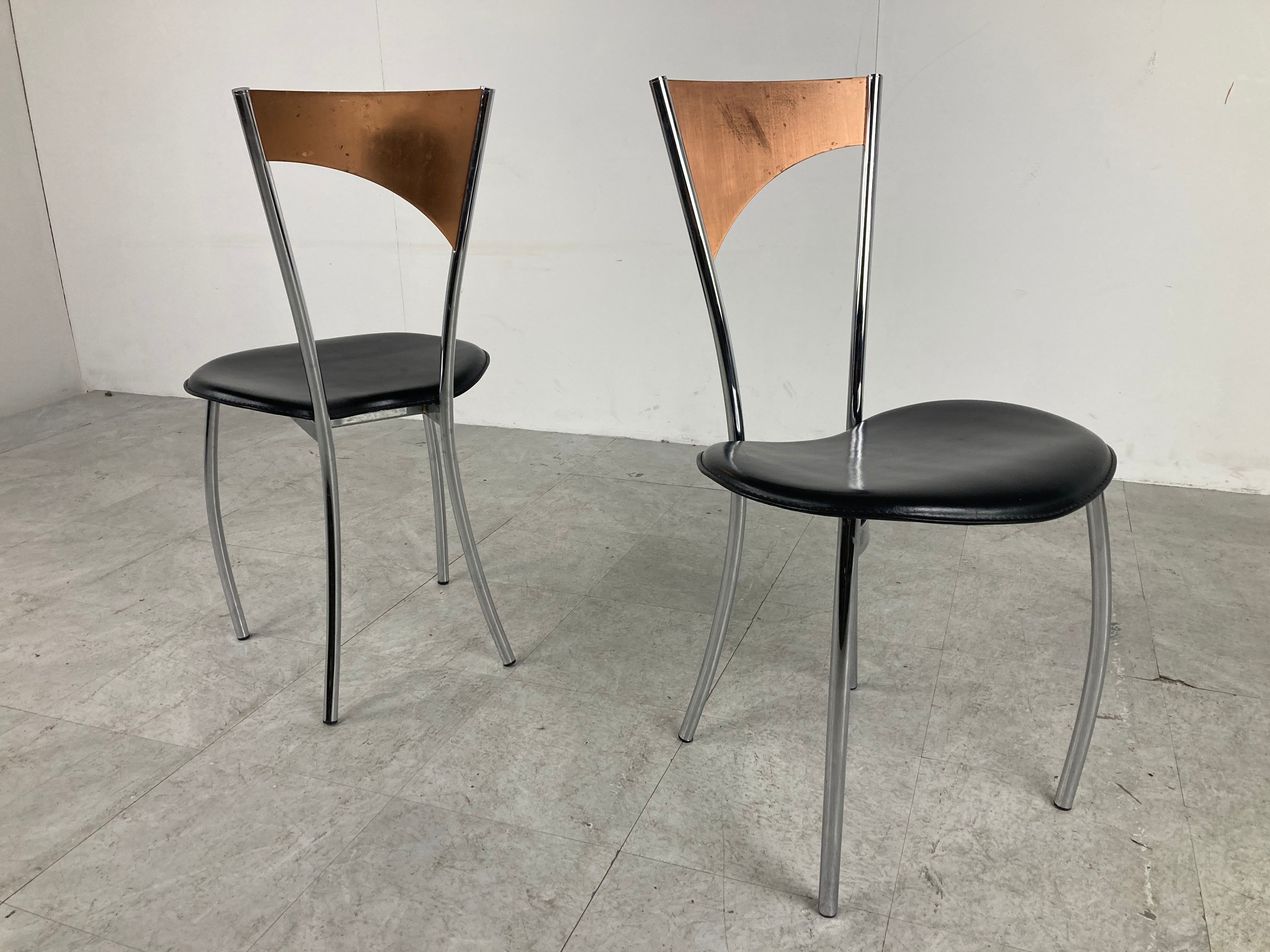 Rare dining chairs in copper by Cattelan italy, 1970s