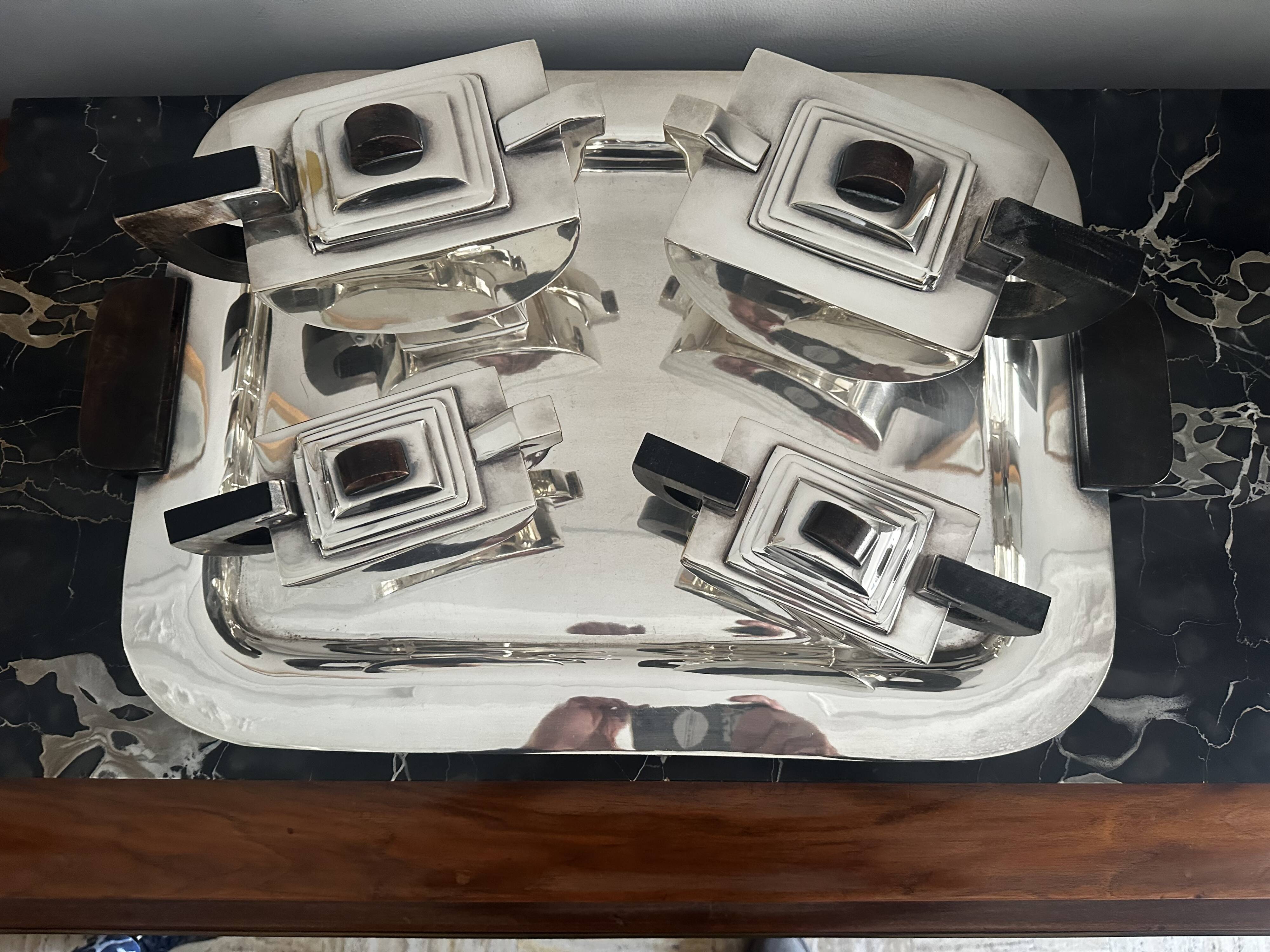 Art deco silver-plated tea and coffee set