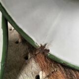 2 enameled sheet metal cone pendants