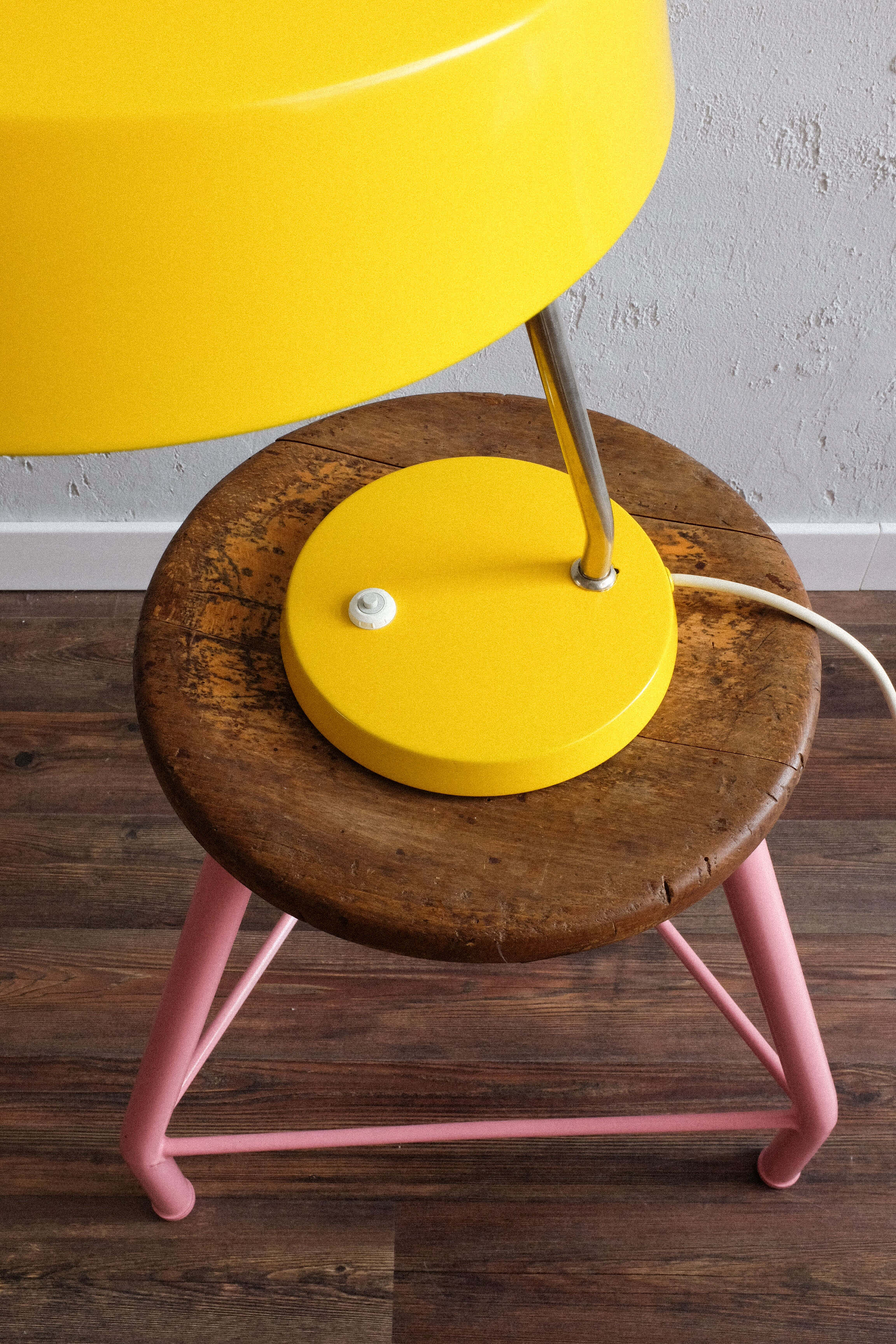 East germany vintage yellow table lamp by veb narva leuchtenbau, 1960s