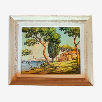 Oil on canvas signed, farmhouse Provençal seaside