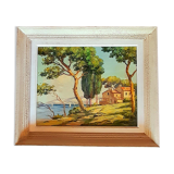 Oil on canvas signed, farmhouse Provençal seaside