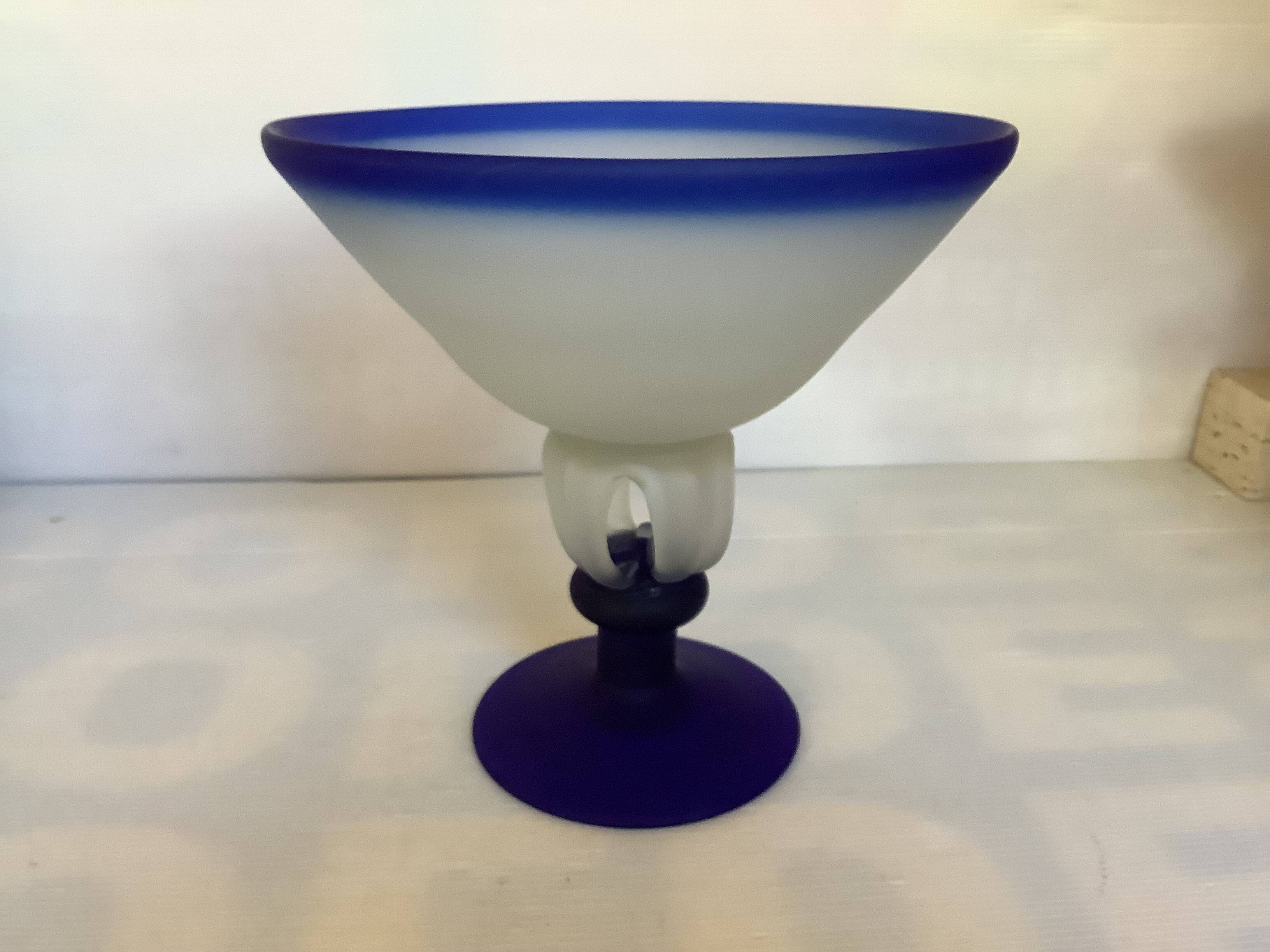 Frosted glass footed bowl in Murano style
