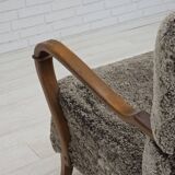 1960s, reupholstered Danish armchair, New Zealand genuine sheepskin.