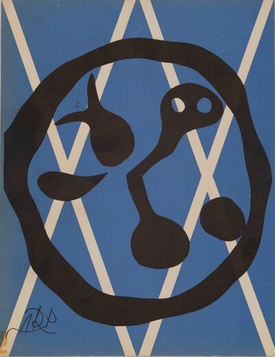 Jean arp : l'horloge abstraite - lithographie originale