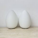 Set of 2 Vintage egg shaped opaline glass table lamp , 1970s