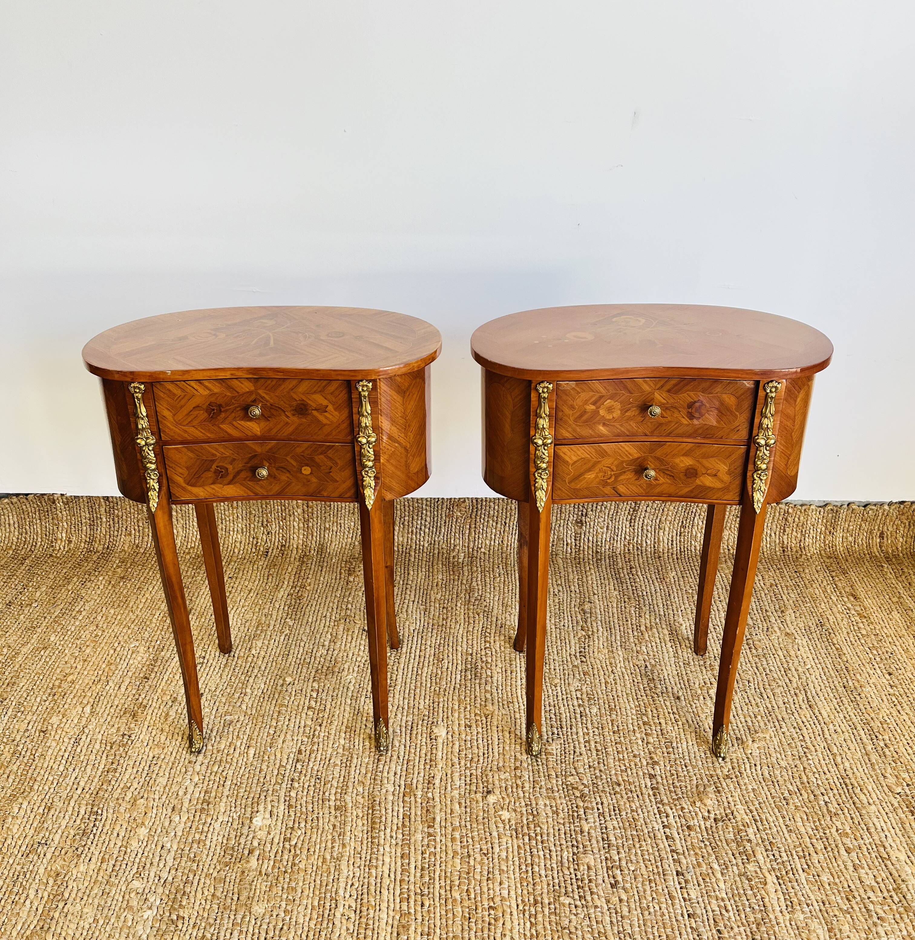 Pair of Louis XV style kidney tables