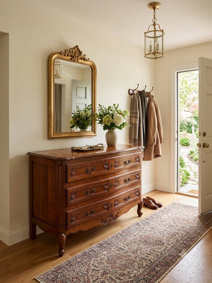 Curved commode in Louis XV style made of cherry wood.
