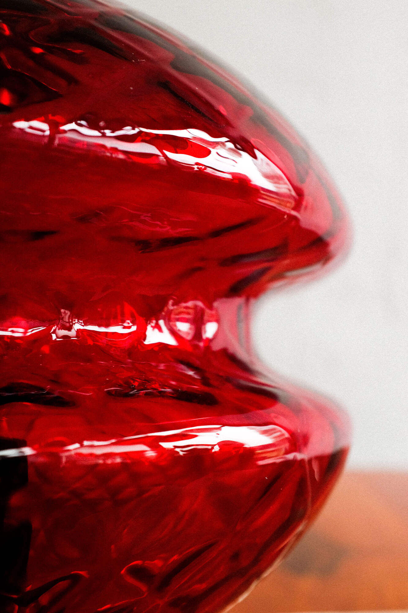 Vintage Czechoslovak Red Glass Table Lamp by Jablonecké Sklárny, 1970s